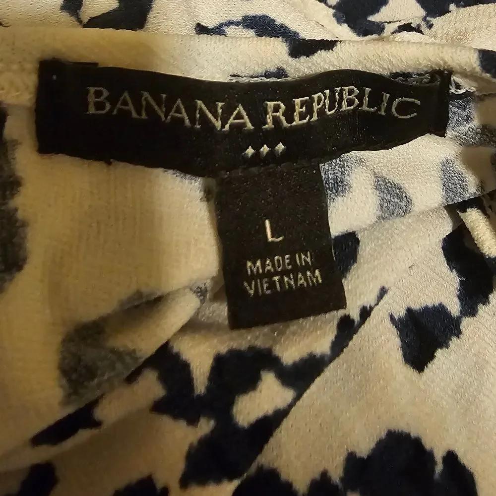 BANANA REPUBLIC Crossback Midi Dress Navy Off White Leopard‎ Print - Size Large - Picture 11 of 12